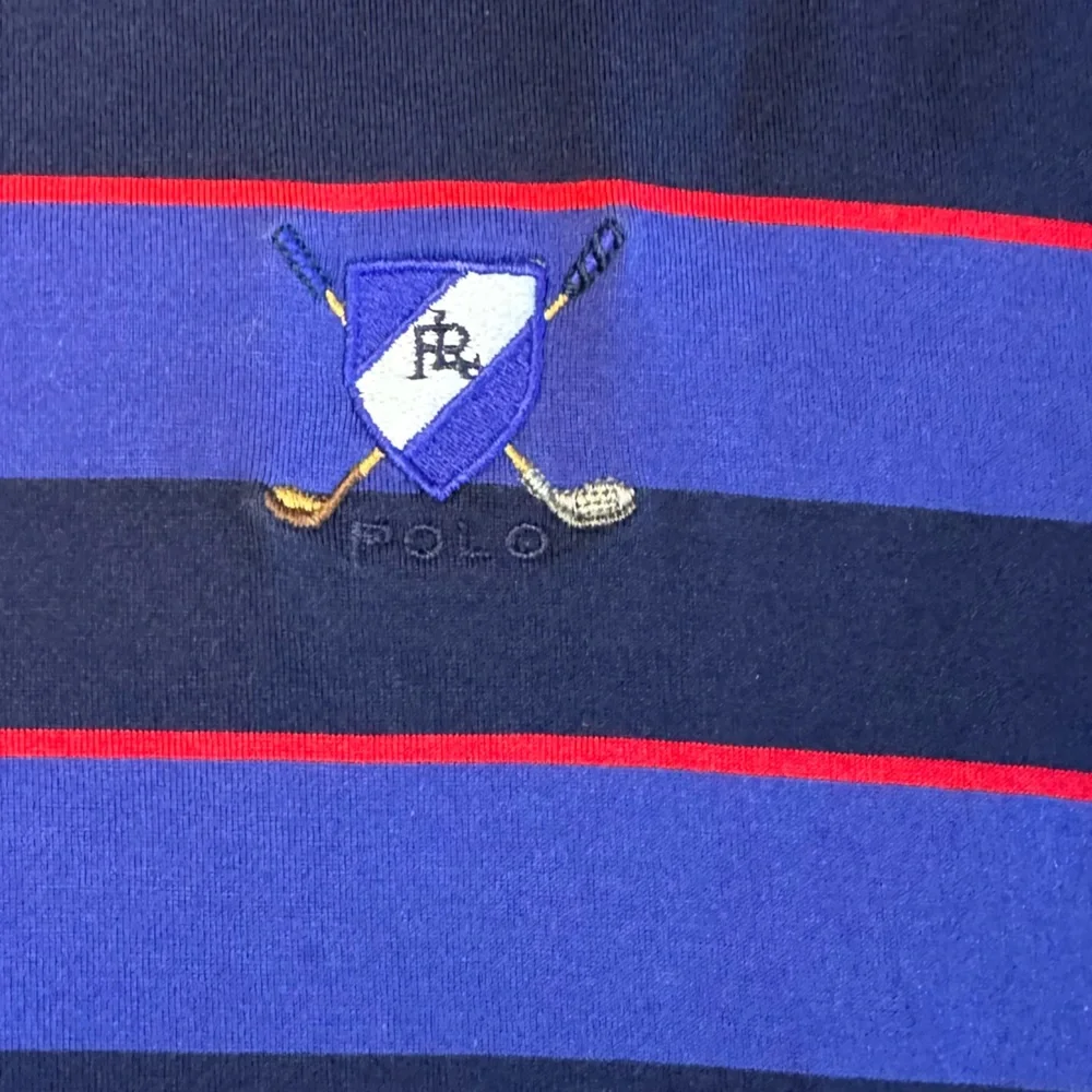 Polo Ralph Lauren Polo Men’s XL Blue striped polo‎ shirt with Golf Club Crest